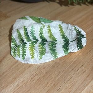 Handmade Half Oyster Shell Leaf Print Decoupage 3.5” Trinket Ring Dish